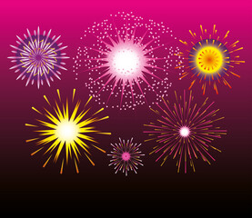 fireworks celebration festive party bright pink gradient background