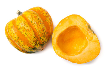 Kürbisse, Sorte Carnival, halbiert