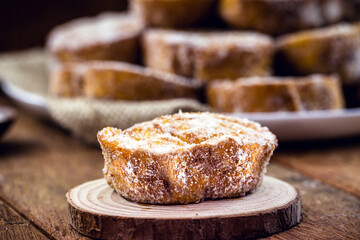 baked or fried bread with sugar and cinnamon. Dessert called Rabanada, Torrija or golden bread. cooking do Brasil, Portugal and Spain