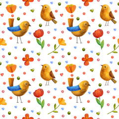 Watercolor seamless pattern for Valentine's day. An illustration for postcards, magnet and other souvenirs.