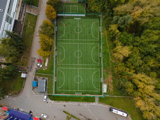 Football field in autumn colors