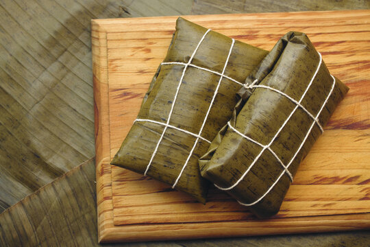 Closeup shot of Venezuelan Hallaca dish