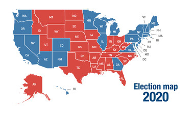 Obraz premium Map of 2020 USA presidential elections results