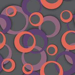 Circle rings geometric seamless pattern, round shapes