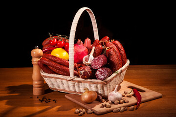 
Still life with sausages