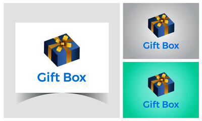 Gift Box Logo Design Template With Ribbon-Gift Shop Logo Symbol Template Design Vector, Emblem, Design Concept, Creative Symbol, Icon