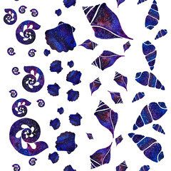 water color hand painted space art of marine seashell 