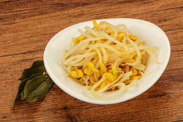 Soy sprout heap in the bowl