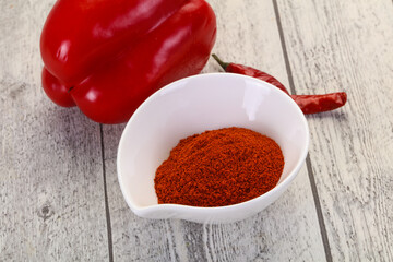 Paprika powder in the bowl