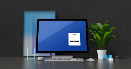 3d rendering of computer mockup.