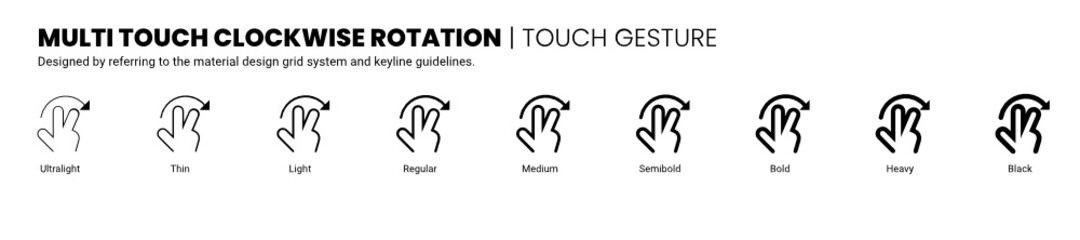 multi touch clockwise rotation screen touch and gesture icon is designed to be simple, uncomplicated, and minimal referring to Google’s Material Design.