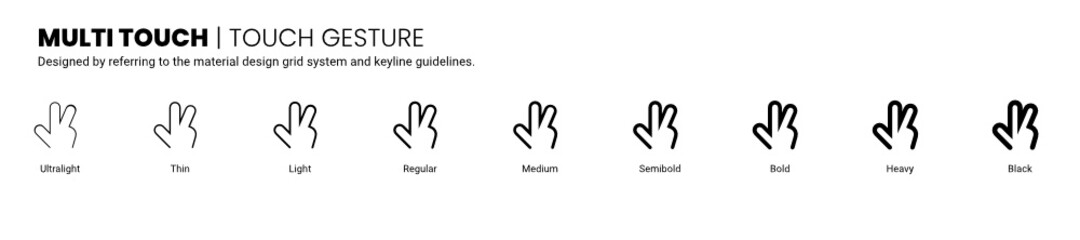 multi touch screen touch and gesture icon is designed to be simple, uncomplicated, and minimal referring to Google’s Material Design.