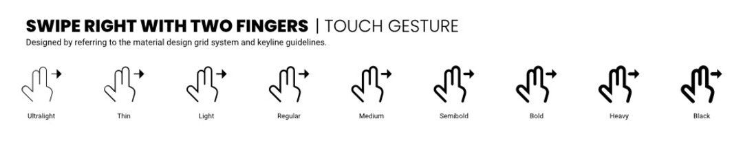 swipe right with two fingers screen touch and gesture icon is designed to be simple, uncomplicated, and minimal referring to Google’s Material Design.