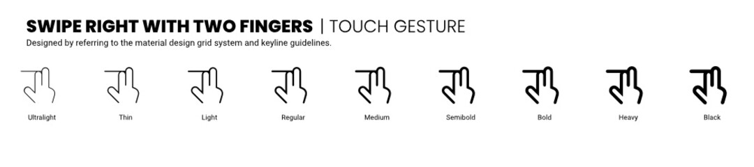 swipe right with two fingers screen touch and gesture icon is designed to be simple, uncomplicated, and minimal referring to Google’s Material Design.