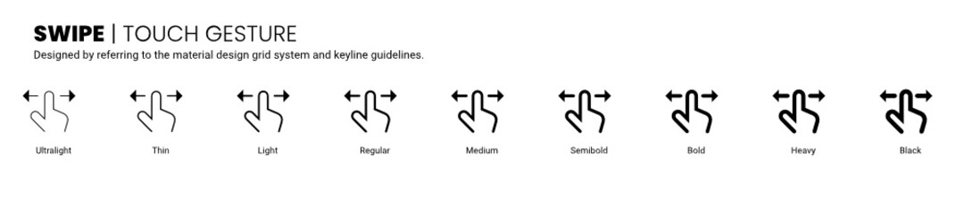 swipe screen touch and gesture icon is designed to be simple, uncomplicated, and minimal referring to Google&rsquo;s Material Design.