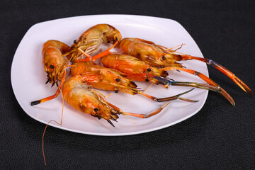 Grilled water prawn in the plate