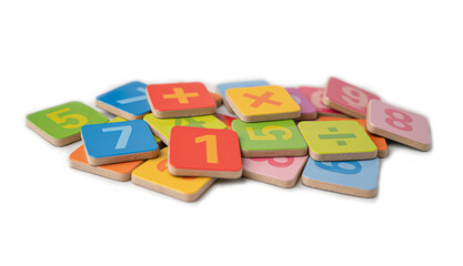 Math number colorful on white background, education study mathematics learning teach concept.
