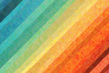 Orange, red and blue lines colorful impasto background, digitally created.