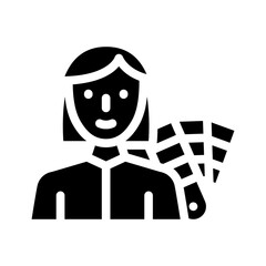 colorist designer woman job glyph icon vector illustration