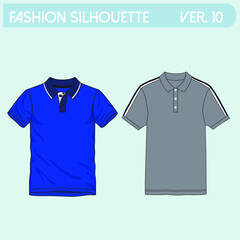 Polo t-shirt design template. Front and back vector. Technical sketch unisex polo t shirt
