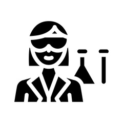 chemist woman job glyph icon vector illustration