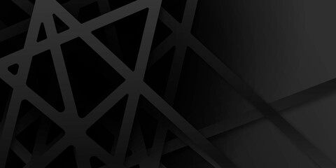 Black abstract background with 3D web nest and crossed lines