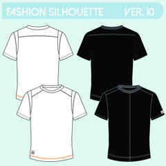 Men's clothing set. Front, back and side views of blank t-shirt and tee. Casual style. Vector illustration for your fashion design.