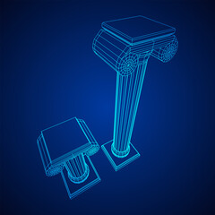 Greek ionic column. Ancient pillars.