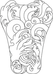 Ocean wave tattoo. a set of Japanese wave Tattoo.water splash and Japanese ocean for tattoo.Line Thai wave tattoo.Japanese wave vector set and thai style.