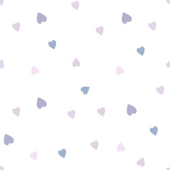 Seamless pattern. Repeated hearts of different colors. Cute romantic seamless pattern. Vector illustration.
