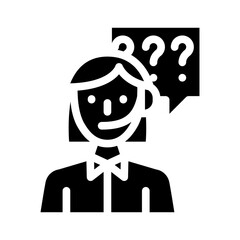 consultant, calling support woman job glyph icon vector illustration