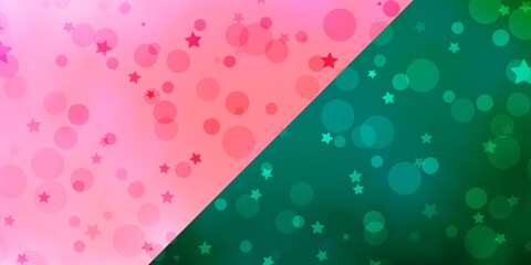 Vector layout with circles, stars.