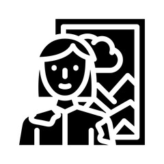 artist woman job glyph icon vector illustration