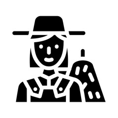 farmer woman job glyph icon vector illustration