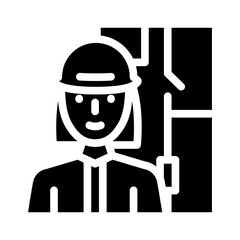 architect woman job glyph icon vector illustration