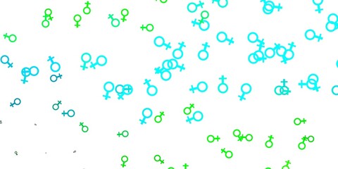Fototapeta na wymiar Light Blue, Green vector pattern with feminism elements.