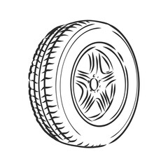 Car wheel vector sketch icon isolated on background. Hand drawn Car wheel icon. Car wheel sketch . car wheel vector sketch illustration