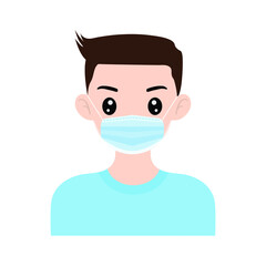 man,man wearing protective Medical mask for prevent virus Covid-19,Virus, allergen protection concept,vector illustration.,Cartoon illustration in vector