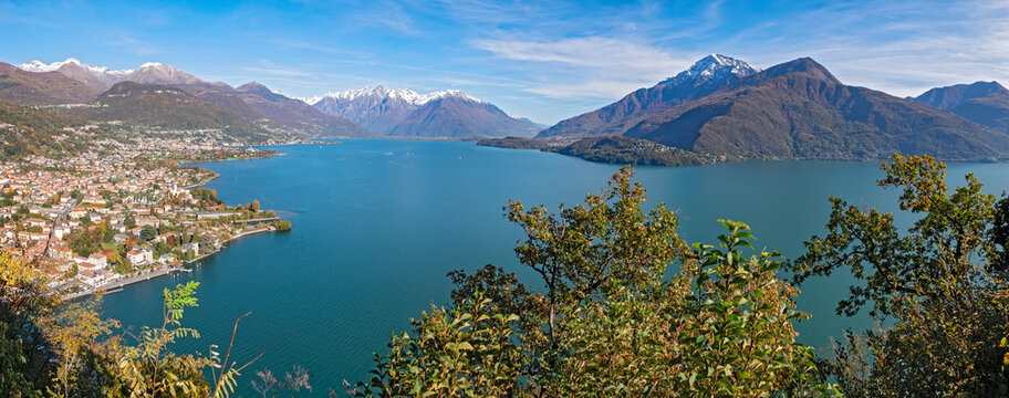 Panorama of Dongo and Gravedona on Lake Como