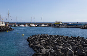 Small bay by the sea with yachts inside