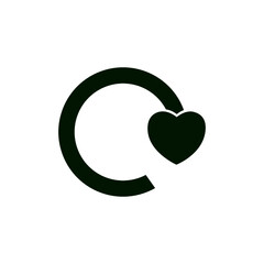 Heart shape symbol, Recycle logo isolated on white background