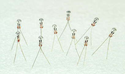 Set of many sub miniature light bulbs. Mini or Micro Bulb. minimal abstract image