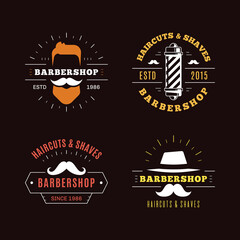 Barbershop simple minimalist logo design on dark background