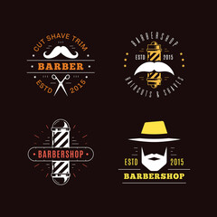 Barbershop simple minimalist logo design on dark background