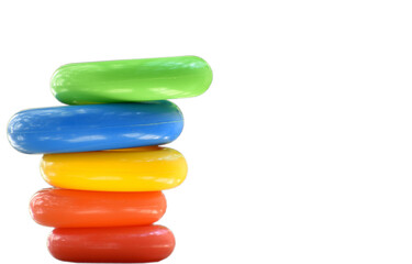 Stack of piles arranged in a zig-zag pattern in a white background.