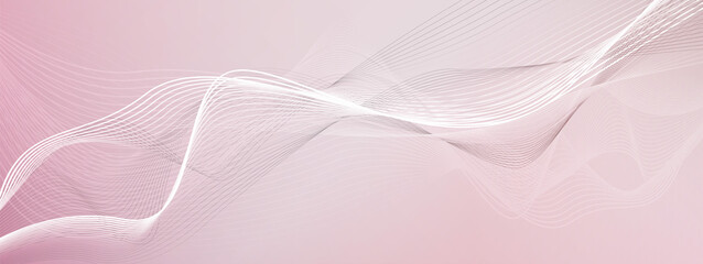 Abstract gentle pink background with glowing wavy lines. Vector illustration.