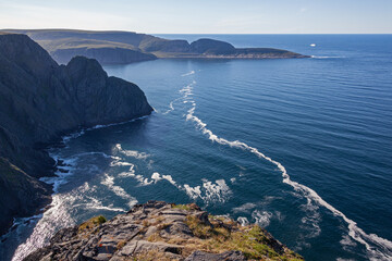 Impressive view from North Cape of Barents sea coast in the most northern region of Norway