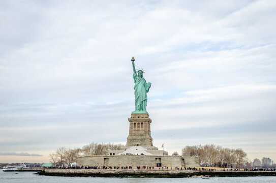 Low Angle View of Statue of Liberty Enlightening the World. Liberty Island, Manhattan, New York City, USA