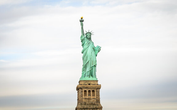 Low Angle View of Statue of Liberty Enlightening the World. Manhattan, New York City, USA
