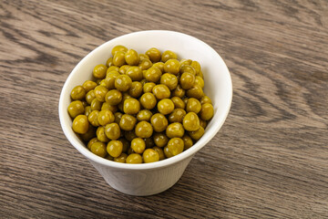 Marinated green pea in the bowl